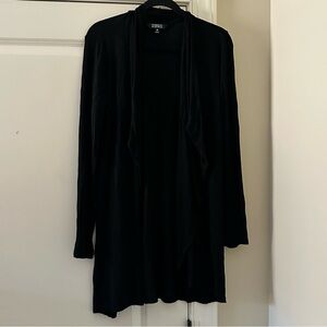 ELLEN TRACY DRAPED OPEN FRONT DUSTER CARDIGAN SWEATER Black M CapsuleWardrobe